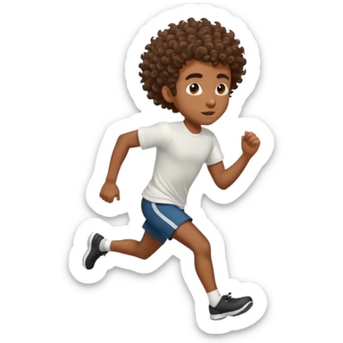 Black boy with half up curly hair running sticker