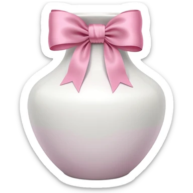 vaso branco com laço rosa sem flores sticker