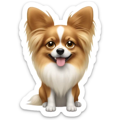 papillon dog with light hair and pomeranian ears sticker