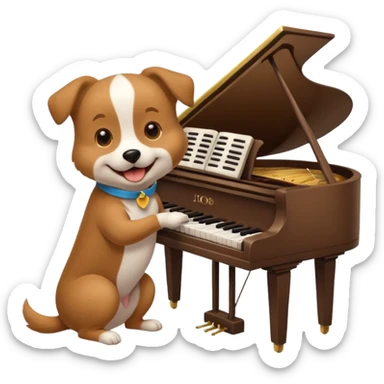 Dog playing Piano sticker