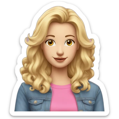 Blonde Mutter mit schulterlangen Haaren blauer Jeans und pinken Pullover kochend  sticker