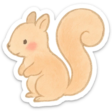 cute pastel squirrel silhouette, Japanese hand-drawn style, full object, transparent background, with blushing cheeks sticker