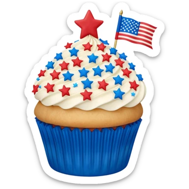 4th of july cupcake flag sticker