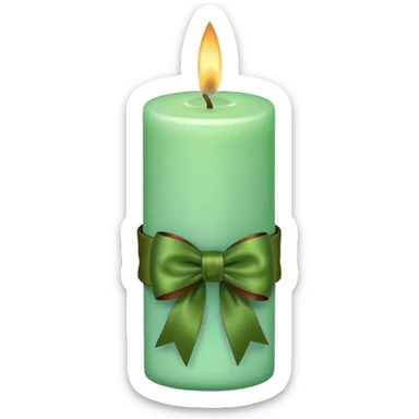 mint candle, with brown bow sticker