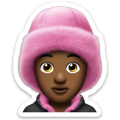 lil uzi vert face piercings with pink fur hat sticker