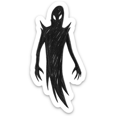 a tall black shadow, stylized with sharp edges, no background sticker