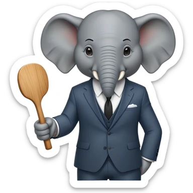 gangster elephant in suit with threatening paddle sticker