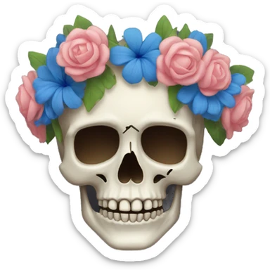 Skull with a flower crown  sticker