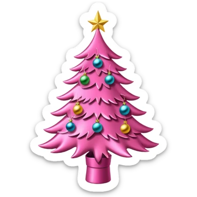 pink christmas tree sticker