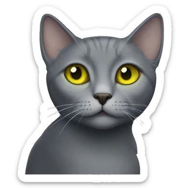 Russian gray cat with yellow/green eyes sticker