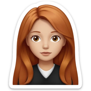 girlfriend with long middle part dark strawberry blonde hair with brown eyes sticker
