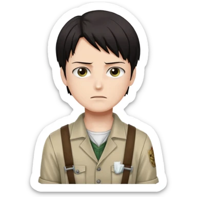 Levi ackerman from attack on titan with his cleaning outfit on sticker