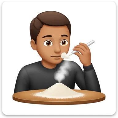 Man sniffing white powder sticker