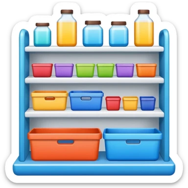 store display shelf with stuff organized lines sticker