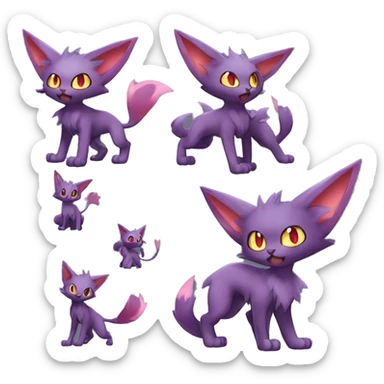 Shiny Dark Litten-Espeon-Zorua-Torracat-fusion-hybrid full body sticker