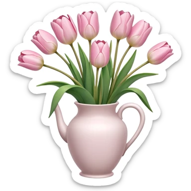 Light pink tulips in white vase sticker