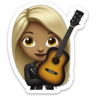 girl with black guitar sticker