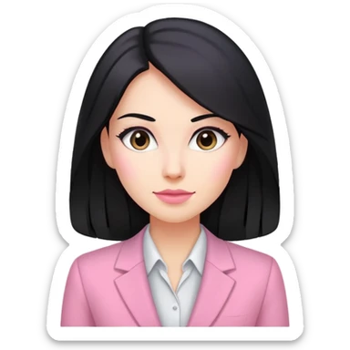 Business chlothes pink woman caucasian long black hair girl sticker