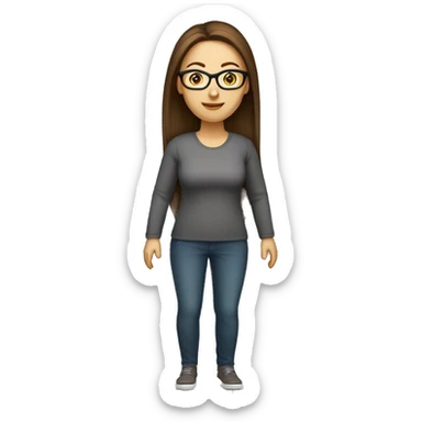 Caucasian-Mum-woman-long-straight-brown-hair-standing-wearing-glasses-plus-size sticker