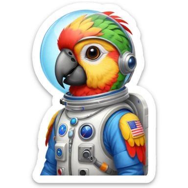 parrot with astronaut suit sticker