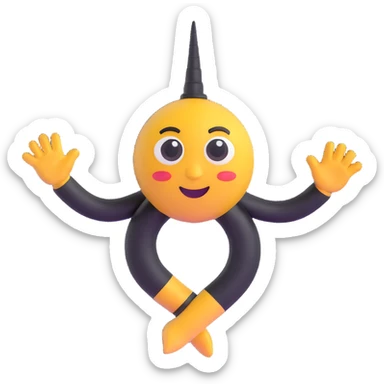 cyclone emoji with cute approachable cartoon eyes, subtle smile, black arms and legs, slick clean professional emoji style suitable for company logo sticker