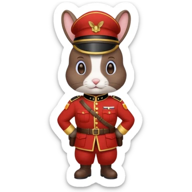 dark brown rabbit with soldier costume sticker