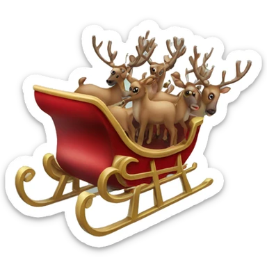 sleigh with 8 reindeer  sticker