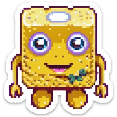 yellow sponge character with big eyes and a smile, inspired by SpongeBob sticker