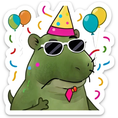 Capybara with some interesting stuff going on sticker