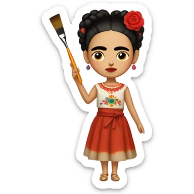 body frida kahlo kid with paintbrush sticker