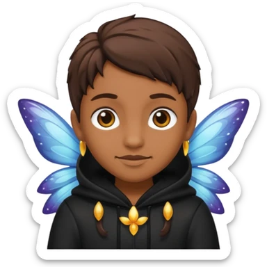 Black clothing fairy emoji brown skin  sticker