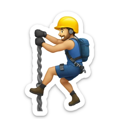 guy using a grappling hook to climb up sticker