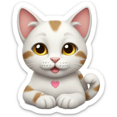 Cute cat makes Heart with paw sticker