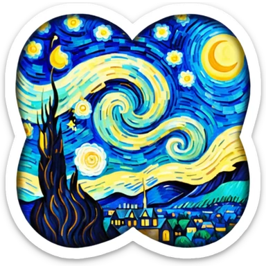Vangogh starry night heart sticker