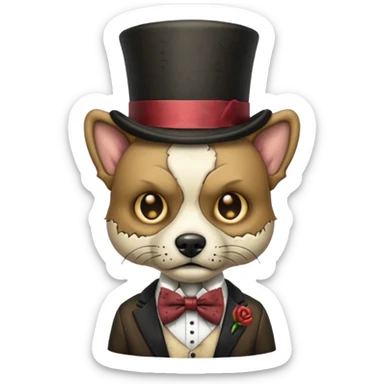 zombie dog with bow tie and top hat sticker