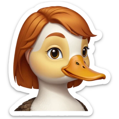 female duck with ginger hair cute sticker