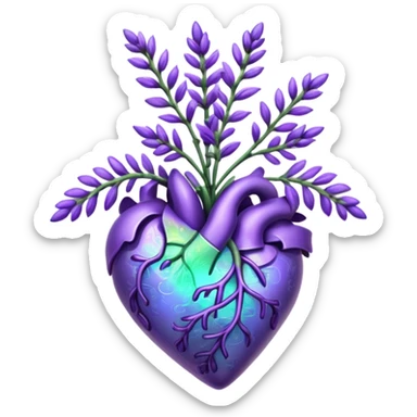 create a holographic lavender plant that wraps around a lavender colored heart sticker