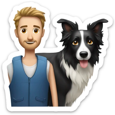a Man and a border collie sticker