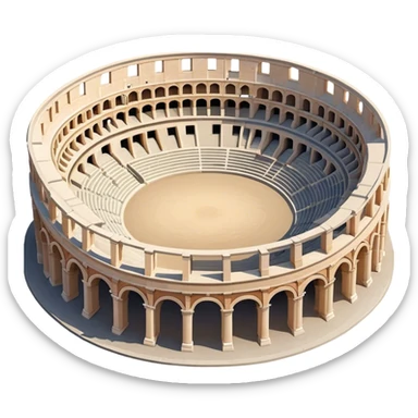 Realistic Pula Arena Landmark Emoji, featuring the grand Roman amphitheater with its large stone arches and well-preserved outer walls. sticker