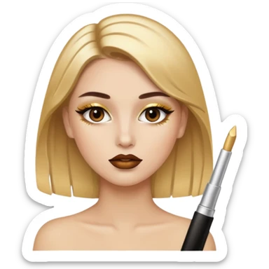 accesories lip gloss brown with makeup gold sticker