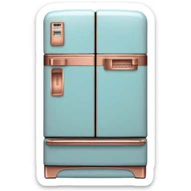 Realistic pastel blue and metallic copper vintage fridge.  sticker