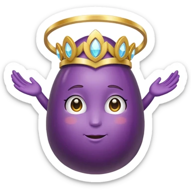 Original eggplant emoji wearing an angelic halo sticker