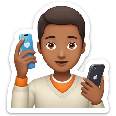 the back of a person looking at a phone to reach out to friends and love sticker