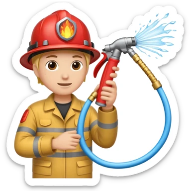 A hand holding a water hose and extinguishing the fire, no man sticker