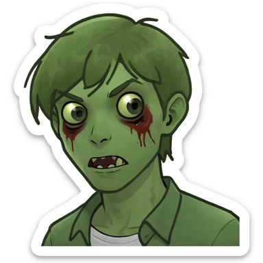 boy zombie teen with dark blonde hair sticker