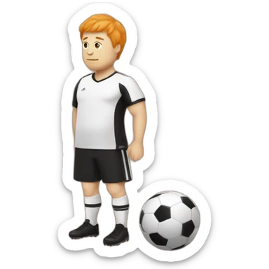 Fat white man play soccer orange and black sticker