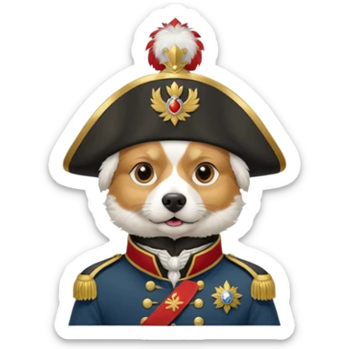 Spitz dog with emperor Napoleon’s disguise sticker