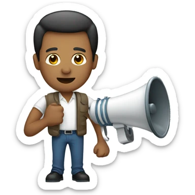 man with loudspeaker in hand sticker