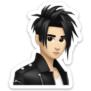Bill Kaulitz black hair down with blonde highlights emo sticker