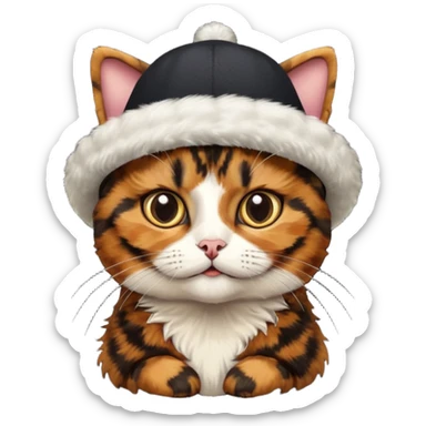 tortoiseshell cat with a british hat, a little sassy. more sticker